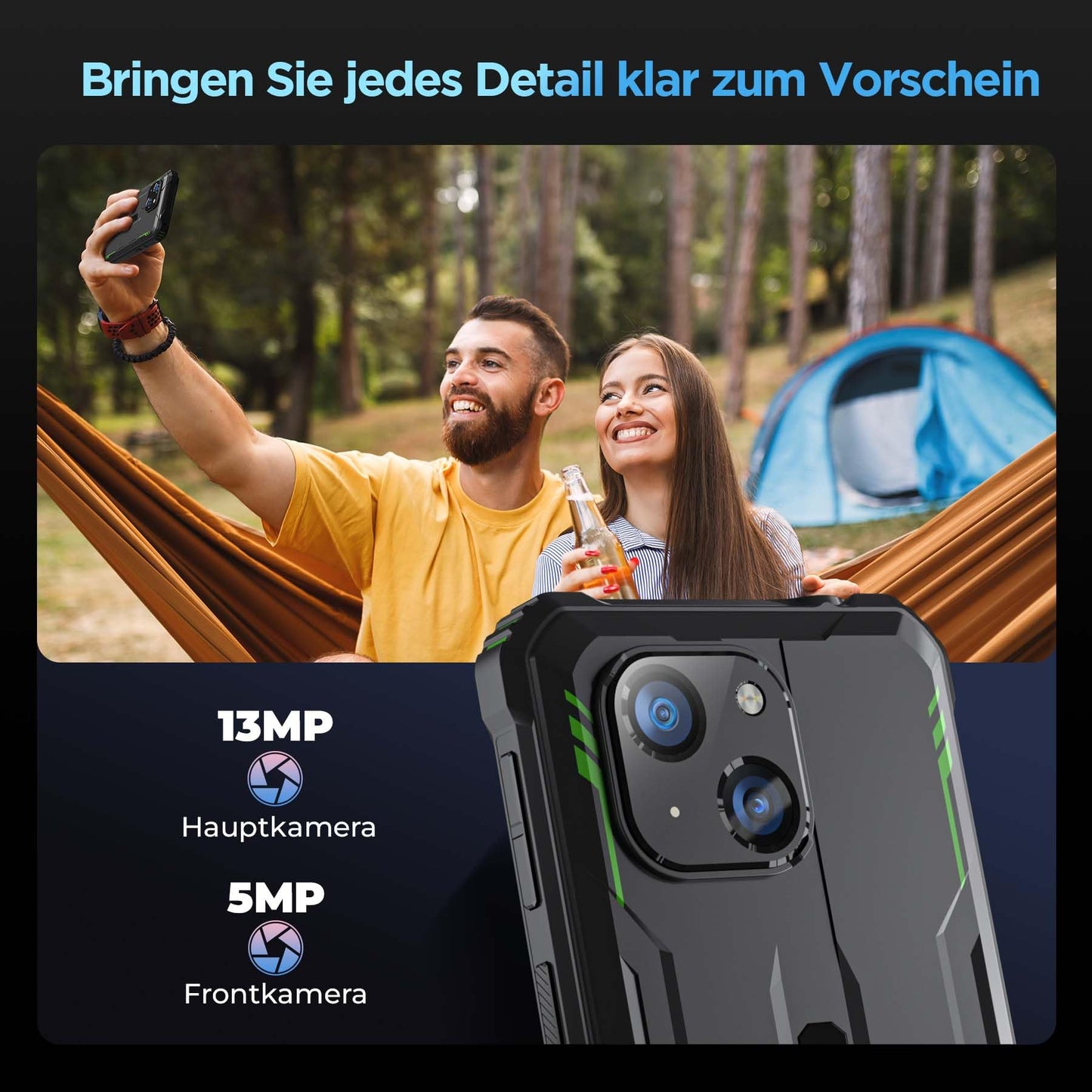 OUKITEL G2 Android 14 Outdoor Phone Unlocked, 6" HD+ Octa-Core affordable Smartphone, 16GB+64GB Smartphone 4G, 6300mAh Battery, IP68 Waterproof, 5+13MP Camera, Dual SIM, OTG-Green