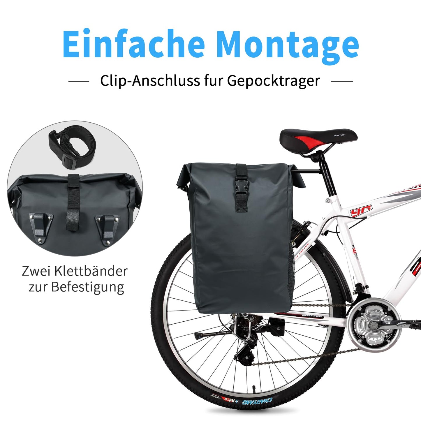 FINEW Bicycle Bag for Luggage Rack 20L - 100% Waterproof, Luggage Rack Bag Multifunctional Rear Luggage Bag Waterproof Rear Seat Bag, 2 in 1 Bicycle Reflective Shoulder Bag With Carrying Strap