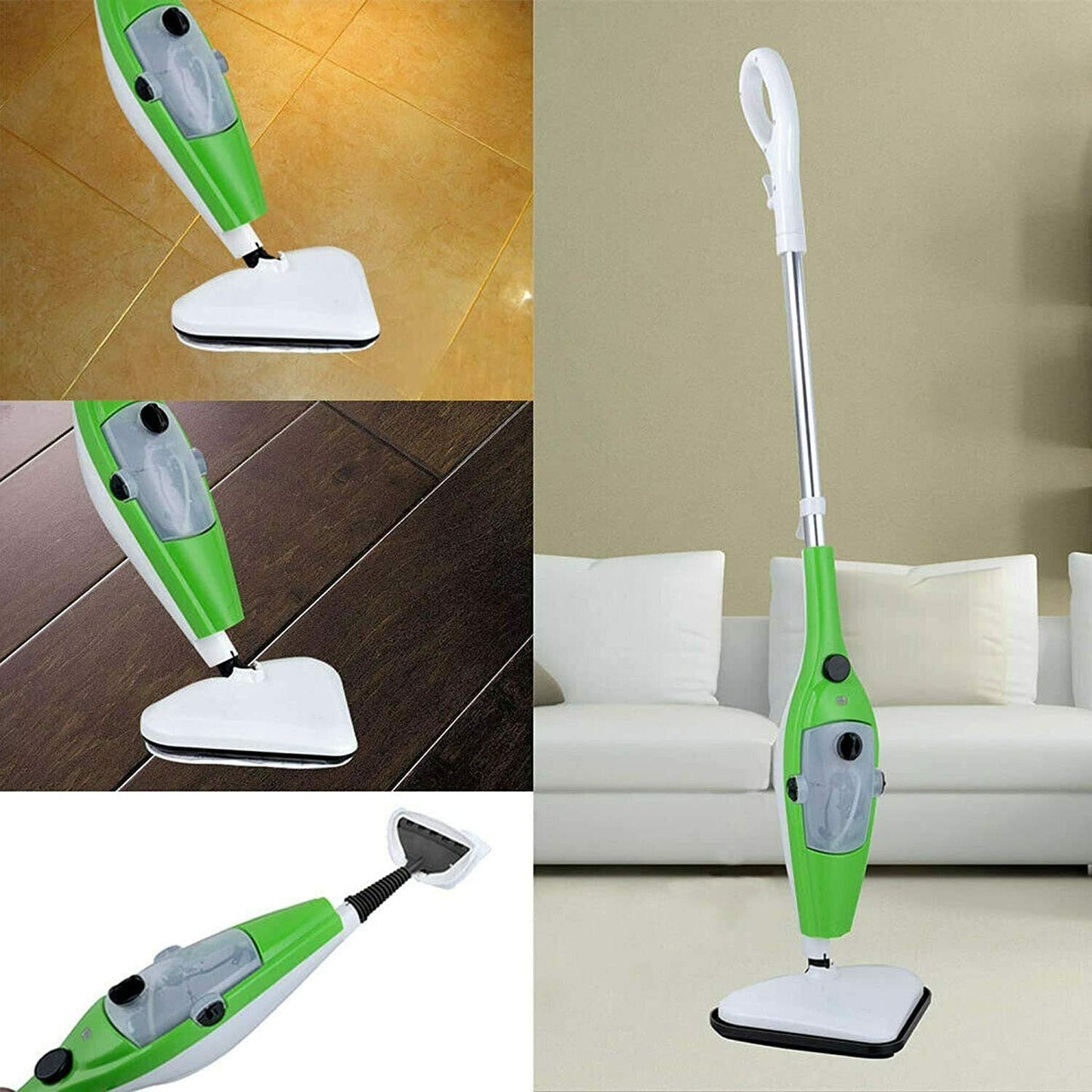 Steam cleaner, 10-in-1 steam cleaner for cleaning any floor, 1300W floor cleaner, electric carpet steam cleaner, detachable handheld unit, for hardwood/tile/laminate/ceramic floors.