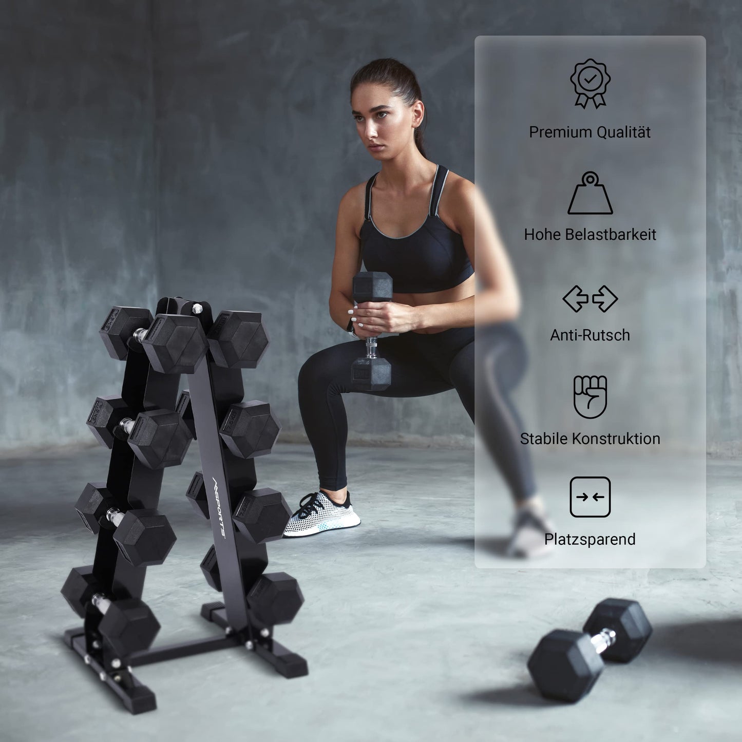 MSPORTS Dumbbell Rack with 300kg Capacity Dumbbell Stand Dumbbell Rack