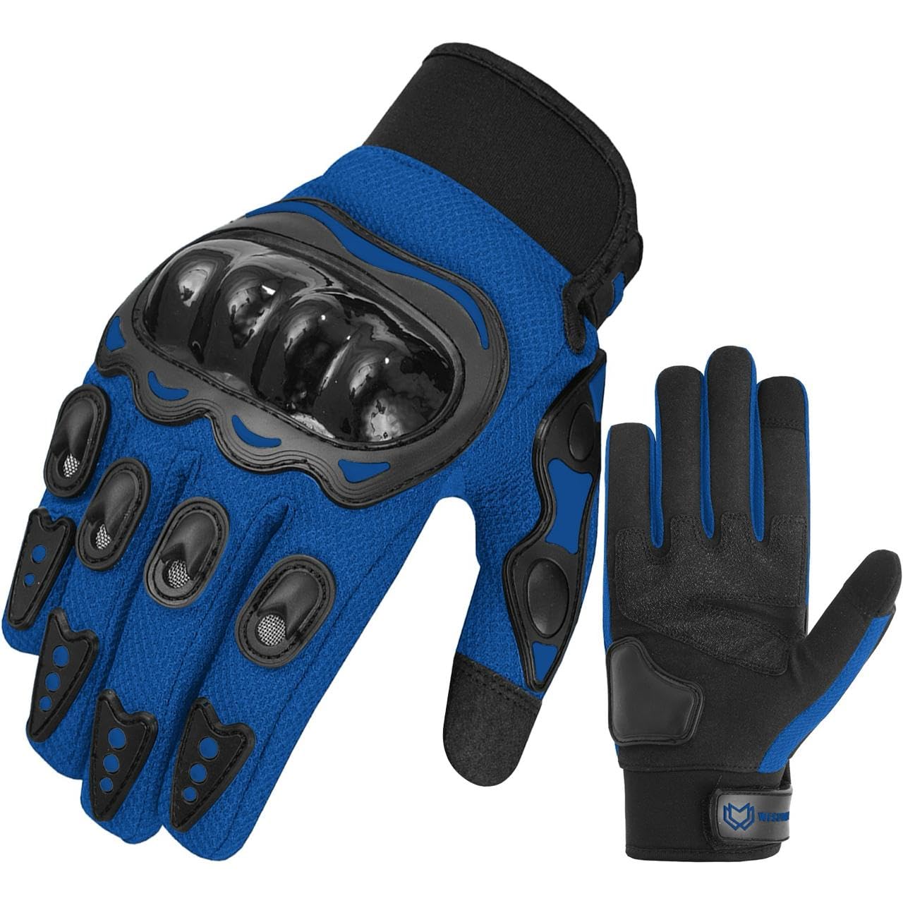 WESTWOOD FOX Motorcycle Gloves Men Women, Full Finger Touchscreen Motorcycle Gloves for BMX MX ATV MTB Riding, Hunting, Climbing and Outdoor Sports (BLUE, 2XL)
