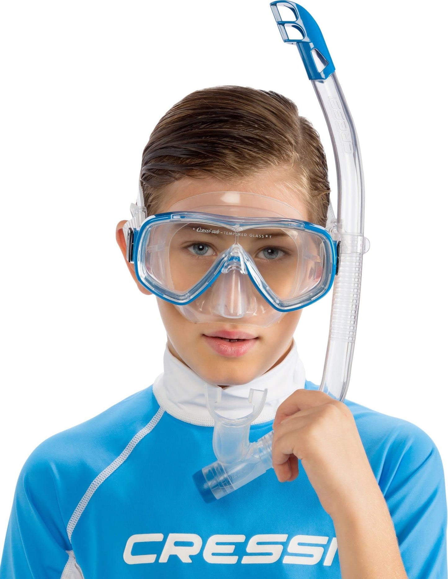 Cressi Junior Set Ondina - Dive Mask for Kids 7-13 years + Snorkel. Pool anti-fog, scratch-resistant, and anti-fog. Adjustable snorkel mask for kids with UV protection. Yellow mask.