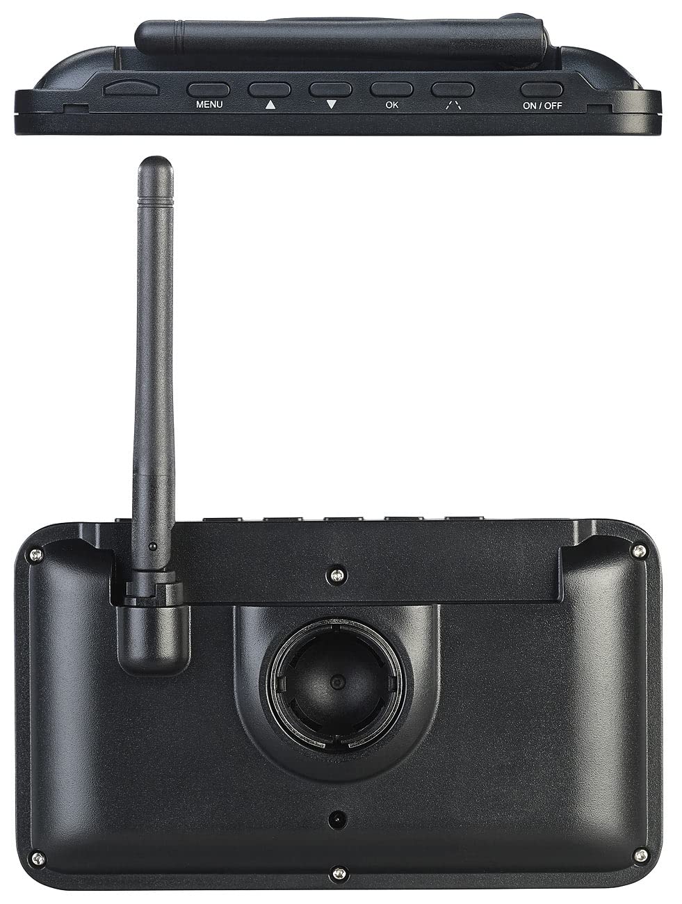 Lescars parking aid: Solar-powered front and rear camera with Full HD and 5" monitor (Solar rearview cameras with monitor, car camera, license plate set for the rear)