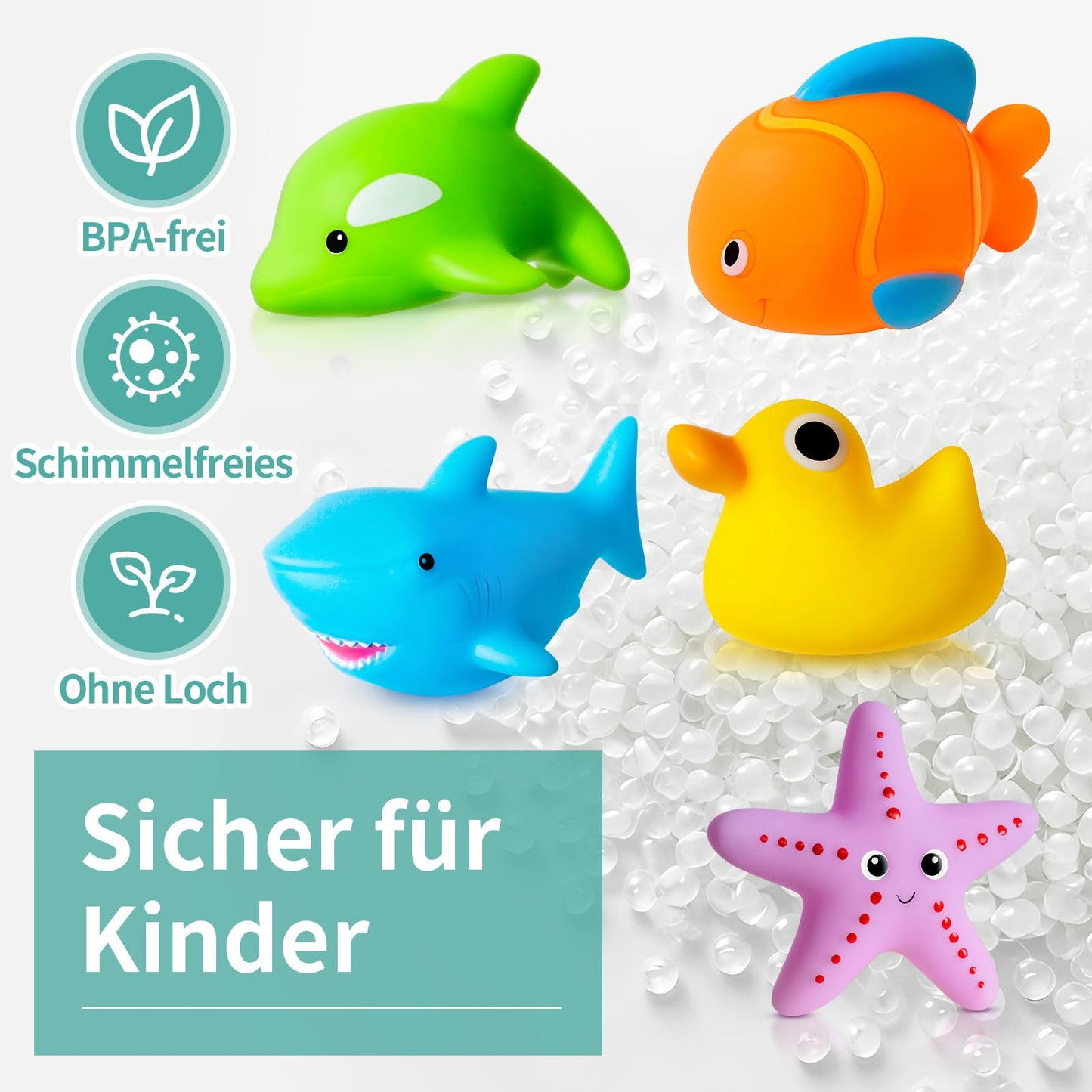 Holeless - Bath Toy for Babies 1 2 3 4 Years Old, Water Toy for Kids Bathtub Pool Swimming Pool Toys (Mold-Free 9 Pieces)