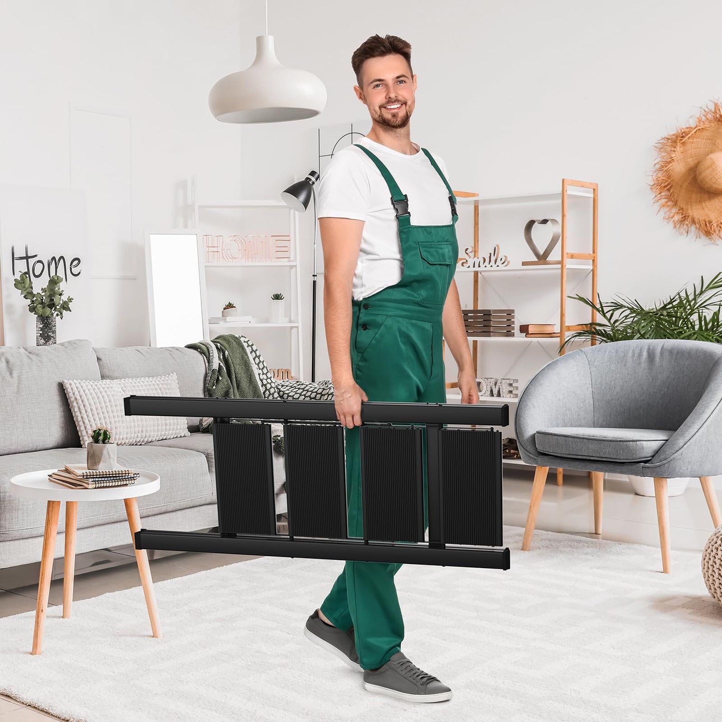 TLGREEN Aluminum Step Ladder 4-Step Foldable Ladder Non-Slip Step Ladder Household Ladder Multifunctional Step Stool Easy to Store up to 150kg Capacity for Kitchen Household Outdoor Office Black