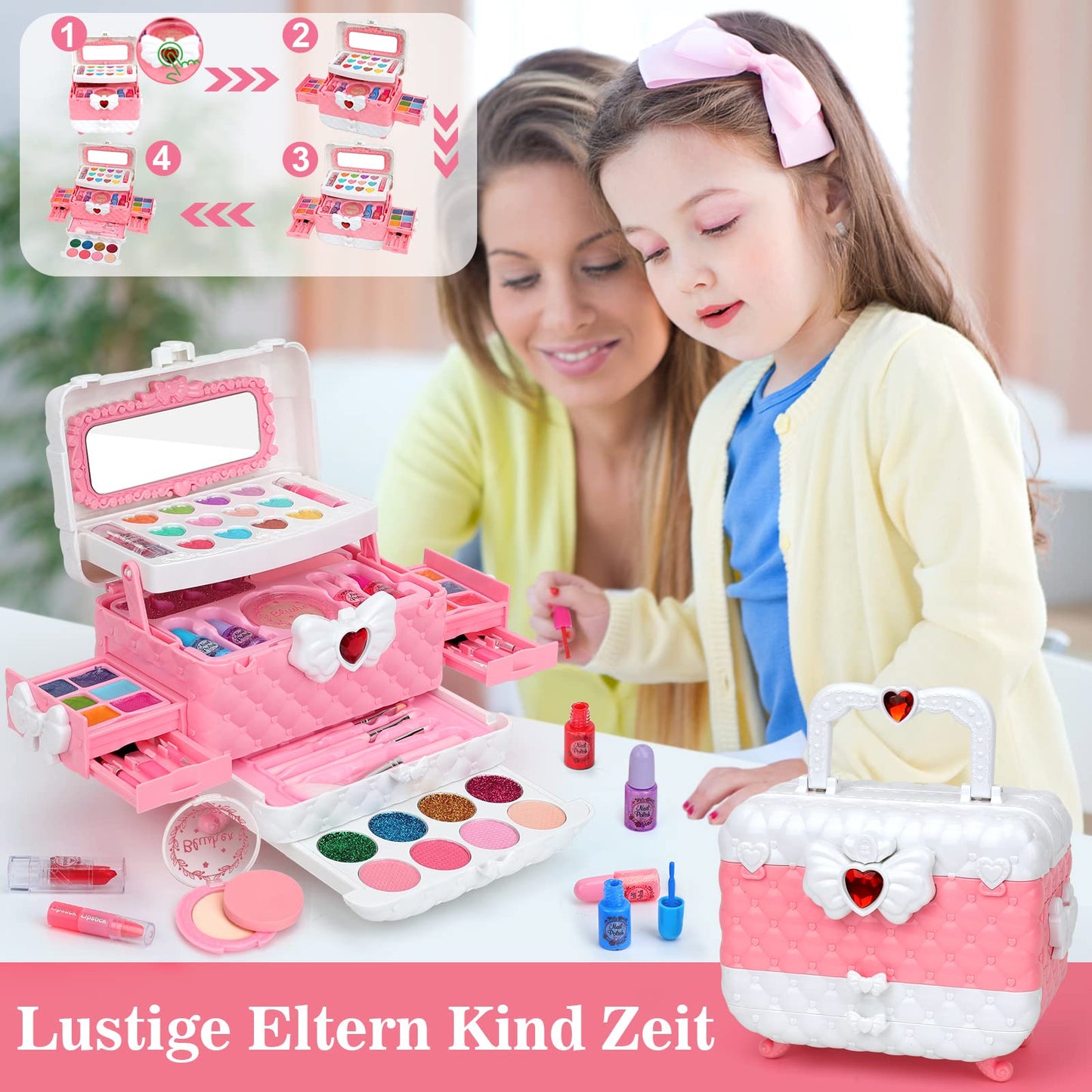Make-up case for girls 55 pieces Washable children's makeup set Gift 3 4 5 6 7 8 9 10 years