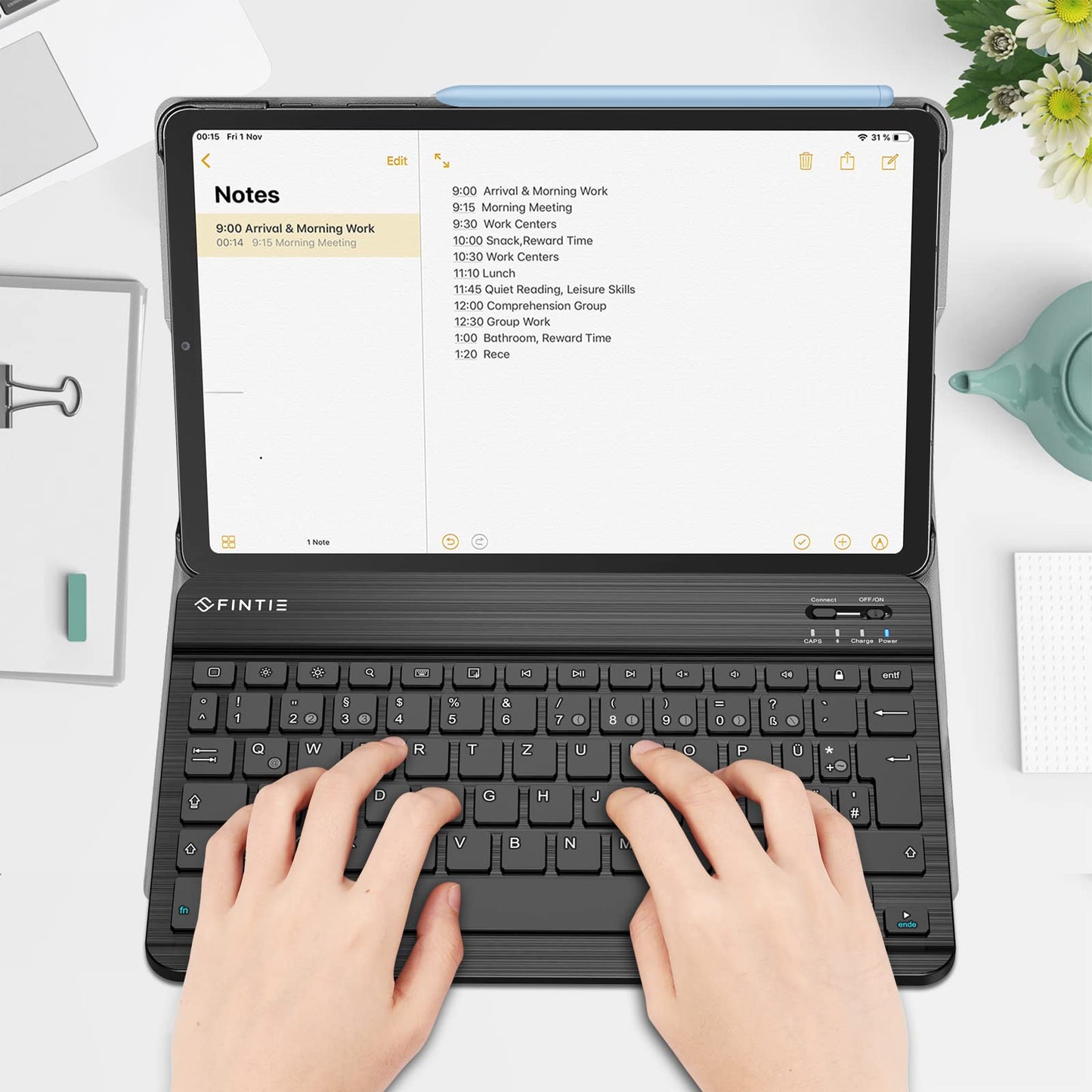 FINTIE Keyboard Case for Samsung Galaxy Tab S6 Lite 10.4 Inch 2024/2022/2020 Tablet - Keyboard Cover with Magnetic Detachable German Bluetooth Keyboard, Black