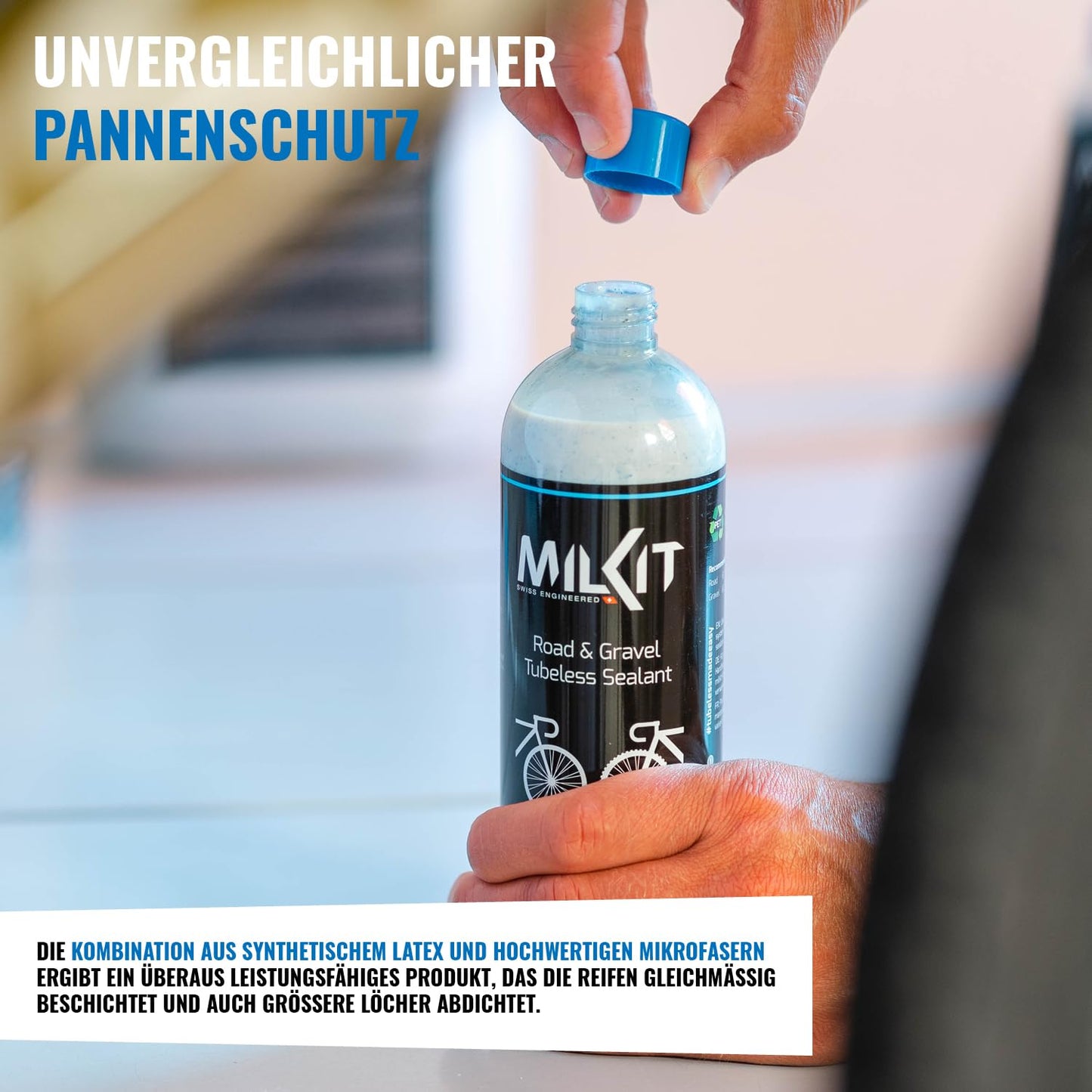 milKit Tubeless Sealant for road bike & gravel, in a 250 ml bottle - bicycle tire sealant - Tubeless milk for bike tire sealing
