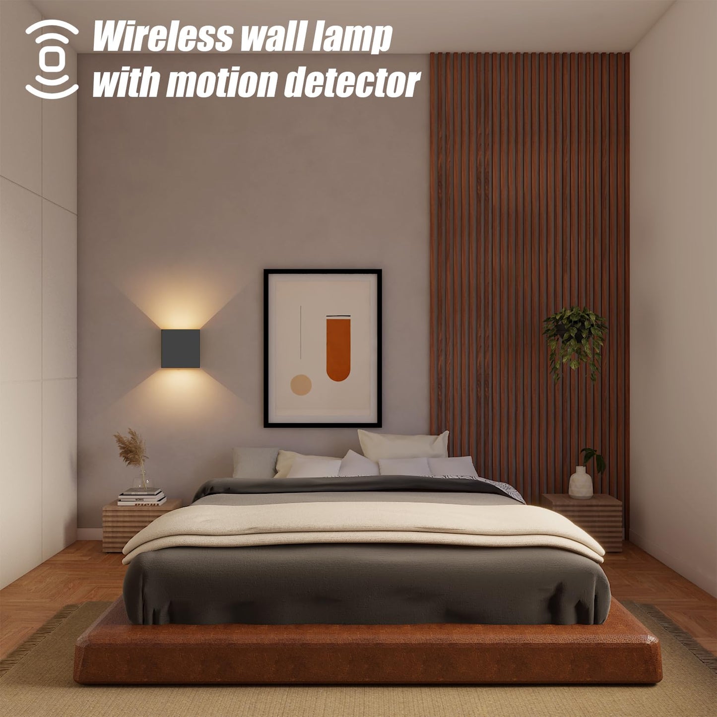 Aipsun 2 Pack Wireless Battery Wall Light with Motion Sensor, 5500mAh Wall Light Up and Down Indoor LED Wall Light, 5W, Aluminum, 3000K Warm White, Suitable for Hallways and Stairs (Anthracite)