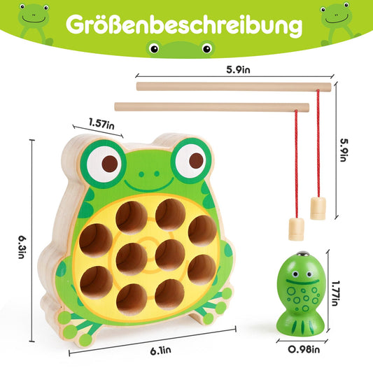 Skrtuan Montessori wooden toys, toys for 2 3 4 year olds Magnetic fishing toy to learn fine motor skills, educational games motor skills toy wooden fishing game for children