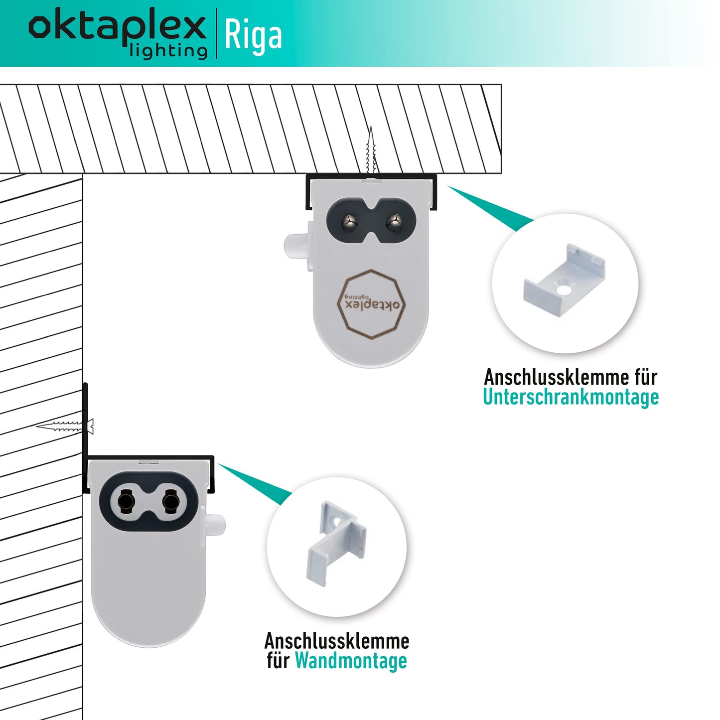 Octaplex Riga LED under cabinet light for kitchen 84cm neutral white 4000K light strip expandable under cabinet light 1270 lumens 12.7W 230V with switch.