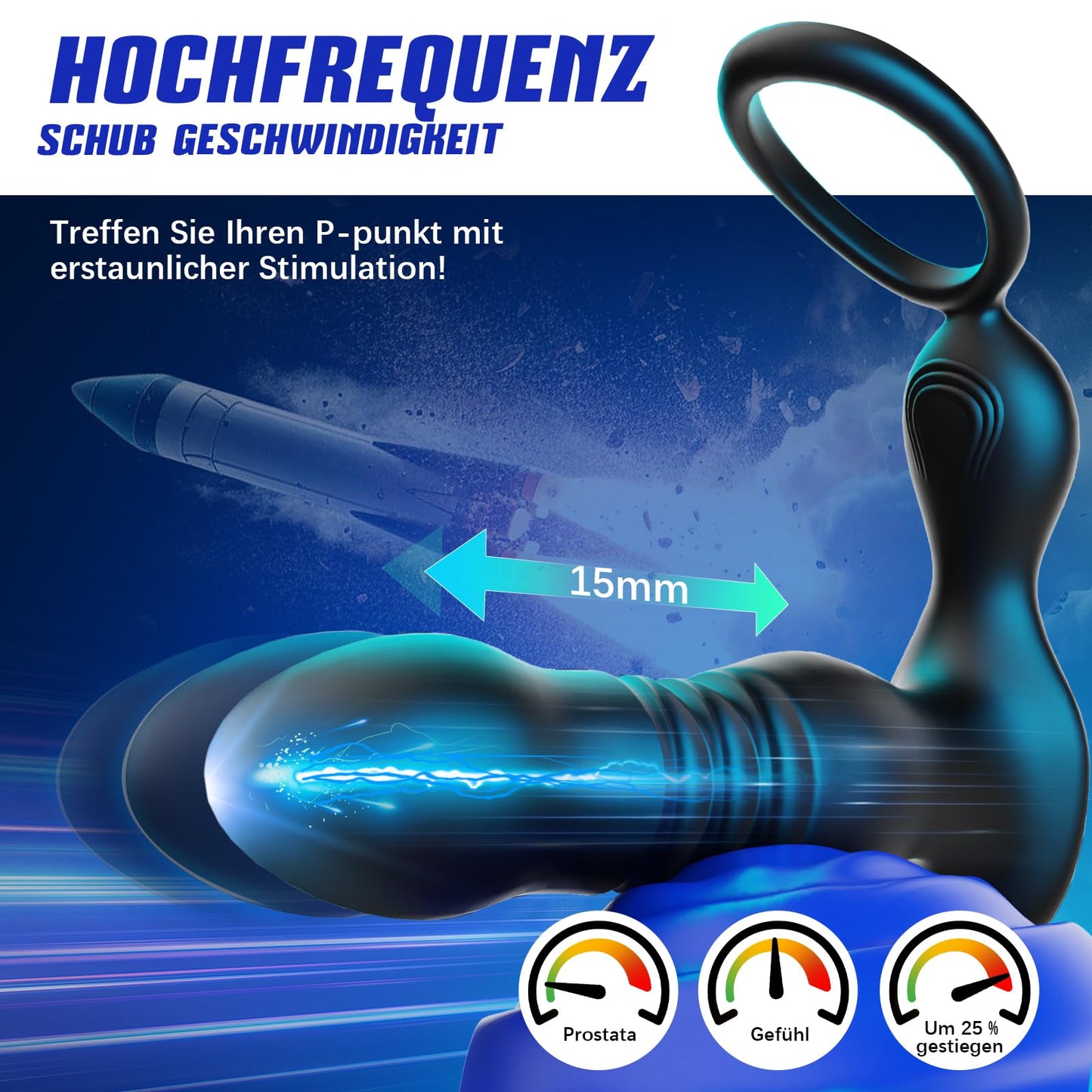 Anal plug sex toy for men, anal dildo vibrator, prostate stimulator massage device, butt plug penis ring thrust dildo app remote control butt plug with 7 vibration modes and 7 thrust modes.