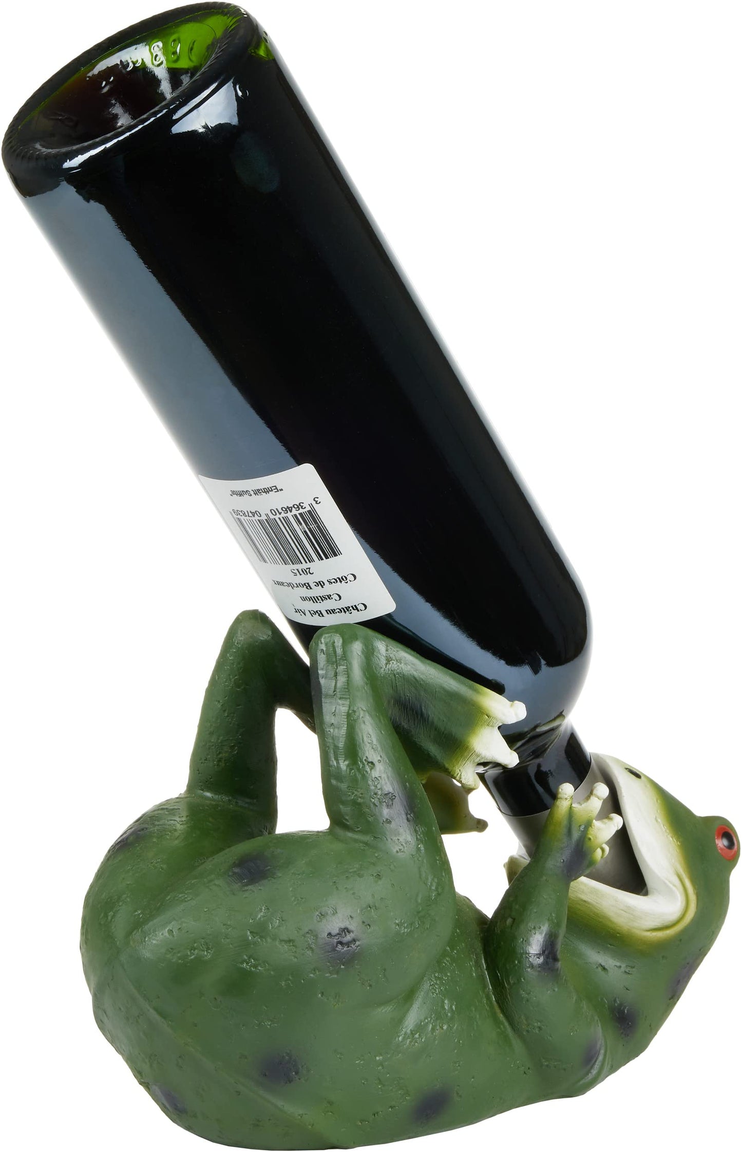 BRUBAKER wine bottle holder Thirsty Frog - Drinking Animals Bottle Holder - Funny Bottle Stand - Hand-painted Decor Figure Bar Wine Accessory for Wine Bar - Witty Decoration - Wine Gift
