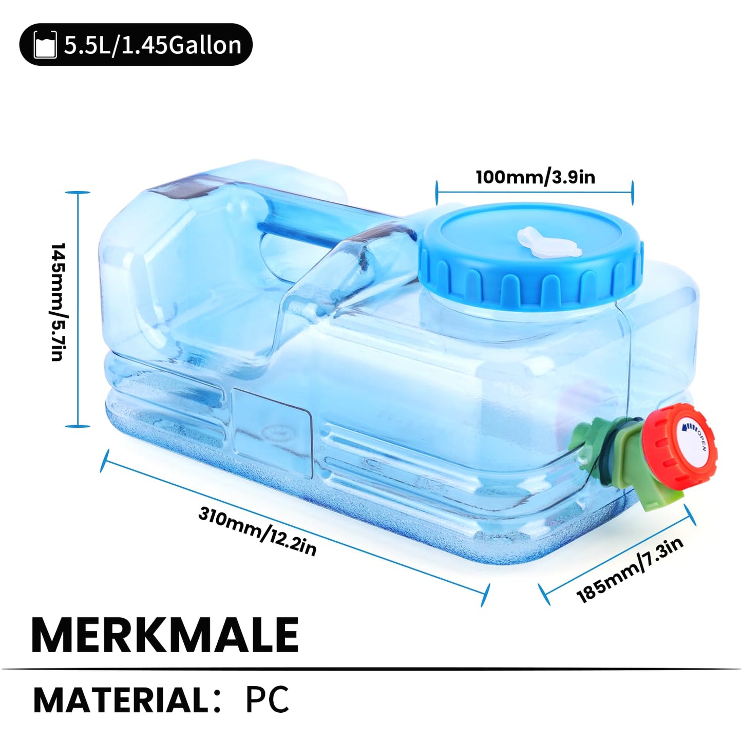 Umikk 5L-22L camping water canister, water container with tap, portable drinking water canister, water tank for camping with handles, BPA-free water canister, for outdoor travel home drinking water storage bucket