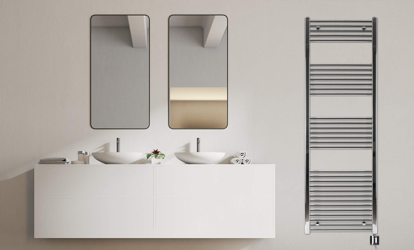 anapont electric bathroom radiator - straight - chrome - timer function - towel radiator - electric bathroom heating - towel heating - Made in Germany (KTX 3, 1775h x 500w)