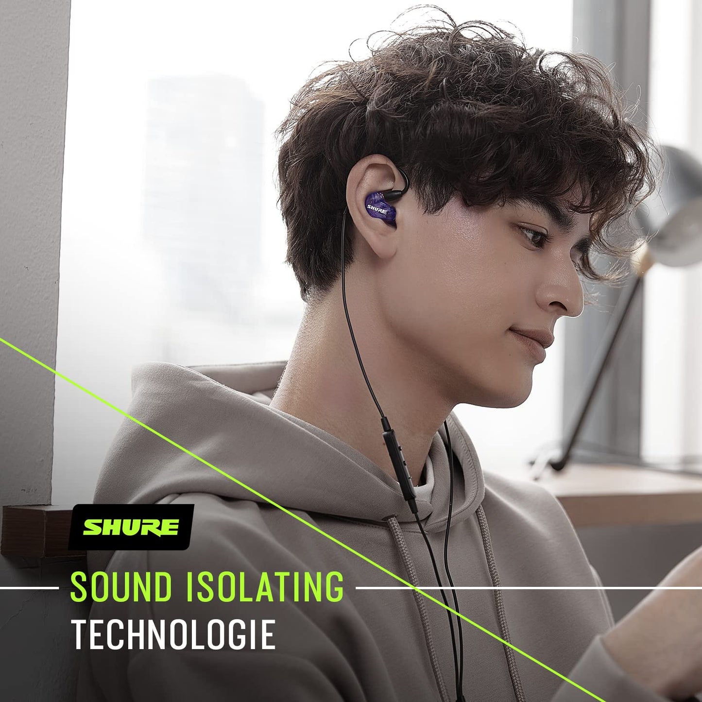 Shure SE215 Special Edition Universal Sound Isolating Earphones, single driver, in-ear design, detachable cable, clear sound and powerful bass, ideal for music, video games, and phone calls - Purple