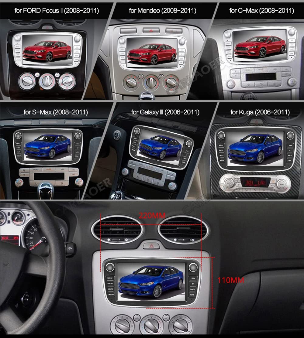 Android car radio for Ford Focus with GPS navigation CAMECHO 7 inch capacitive touchscreen car radio Double Din with Bluetooth/USB/WiFi/FM/EQ Rearview camera for Ford Mondeo S-Max C-Max Galaxy +CANBUS.