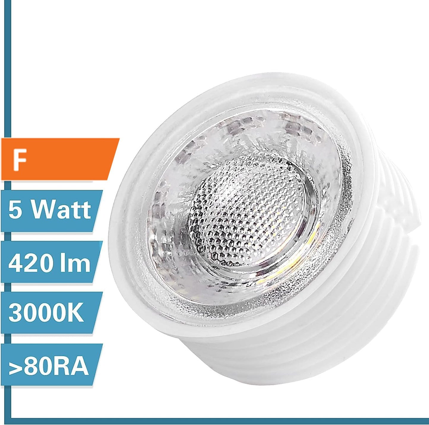 YanFeiYit 5x LED module as GU10 replacement - 5W 38° dimmable made of ceramic super flat 230V - light source for recessed spotlights lamp bulb spotlight (warm white 3000K)