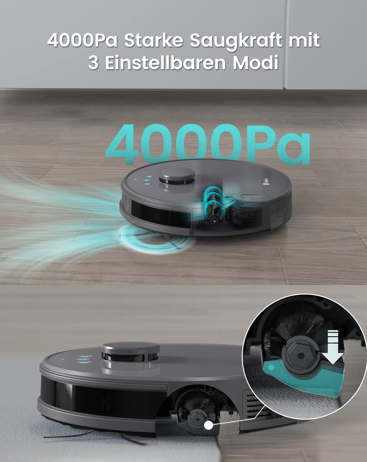 LEFANT robot vacuum with mopping function, 5500Pa suction power, 200min runtime, multi-floor mapping, with No-Go zones, ideal for pet hair, carpets, and hard floors.