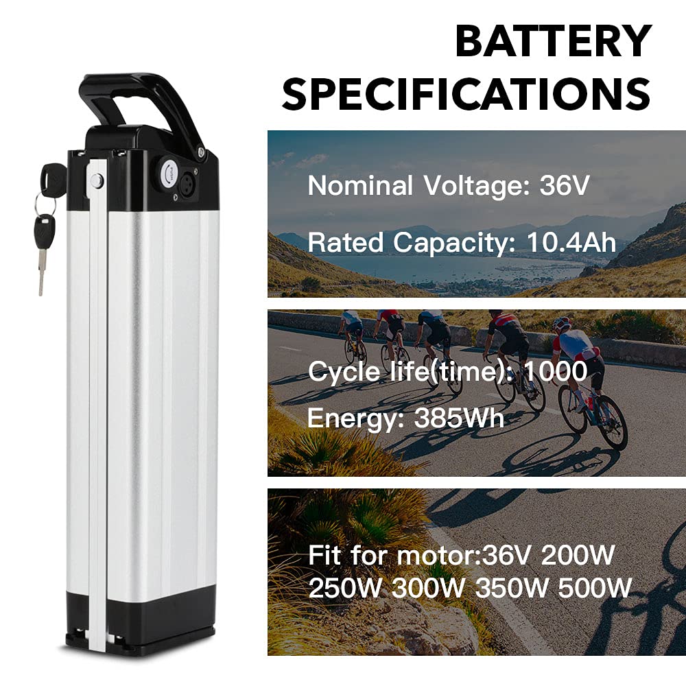 SEASON E-bike battery 36V 10.4Ah / 14.5Ah / 15.6Ah / 18.2Ah for electric bicycle compatible with Phylion/XH370-10J Zhenlong Aldi MiFa Trio.