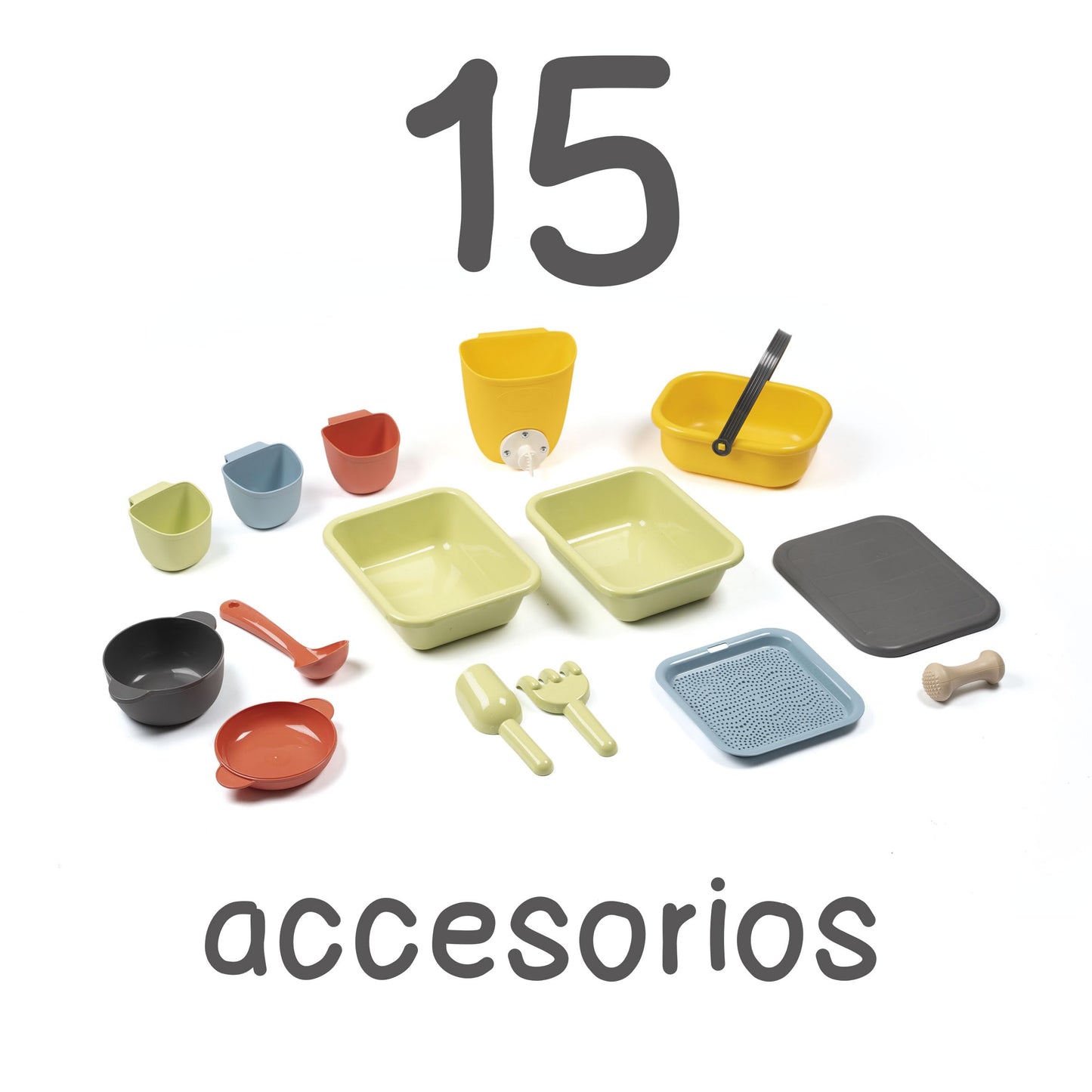 Smoby Life - Mud Kitchen for Kids - Outdoor play kitchen with accessories - 90% recycled materials, UV resistant - Ages 3+