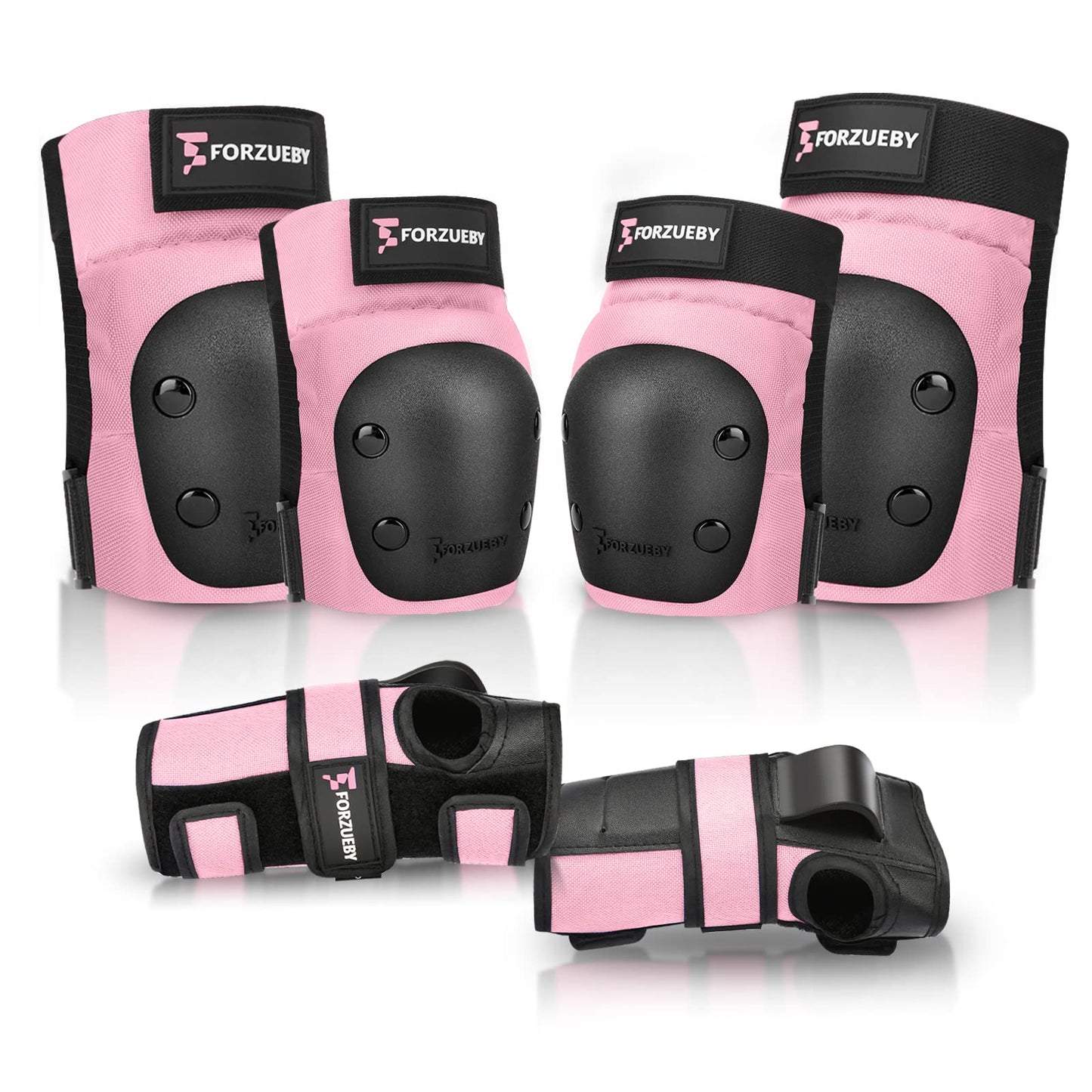 Forzueby knee pads, elbow pads, and wrist guards for adults & kids - 6 in 1 protective gear set for inline skating, skateboarding, scooter riding, BMX, etc.