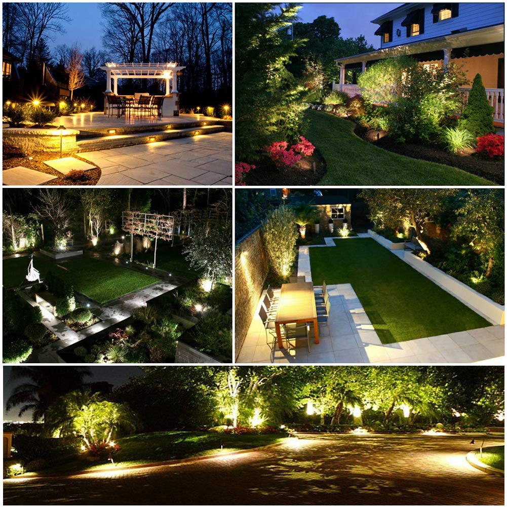 BLOOMWIN Garden Spotlight 4 Set, Outdoor Lighting Garden Light 5w 220V COB Landscape LED Rotating IP65 Waterproof LED Garden Lamp Warm White Spot Light Outdoor Outdoor Lighting