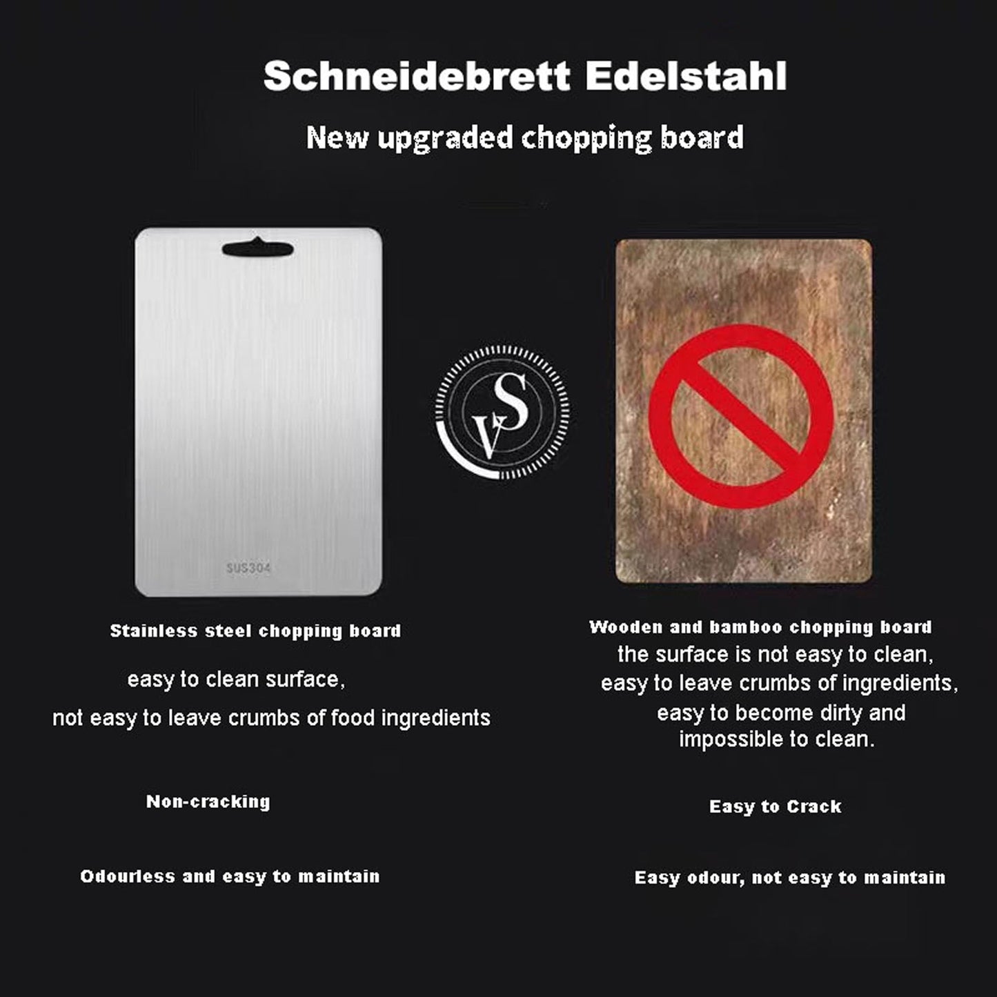 1 piece Cutting Board, Titanium cutting board, Stainless Steel Cutting Board, Cutting Board, Large, Medium, and Small, Chopping Board, Kitchen Board, Easy to clean (L- 46 * 30CM)