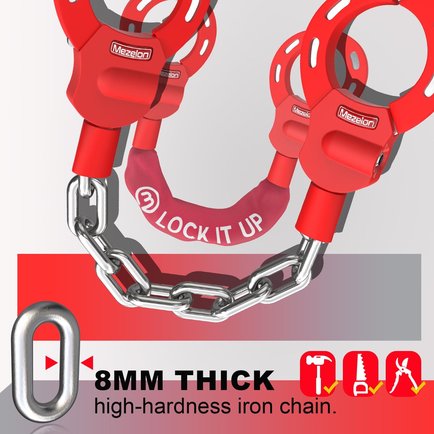 Mezelon E Scooter Lock 8mm | Bike lock | High security locks | Handcuff lock | Heavy duty locks for E scooters/bikes/e-bikes/motorcycles.