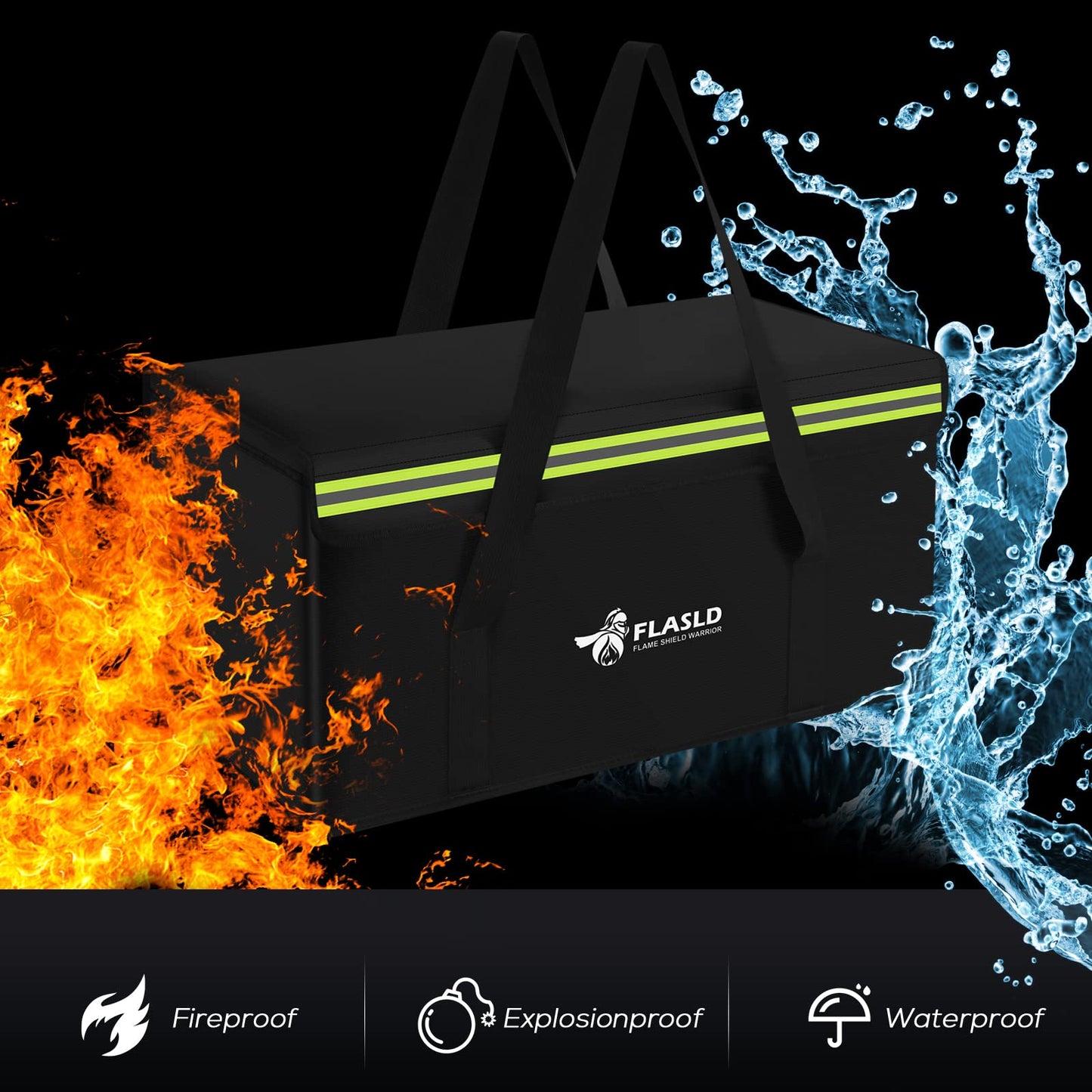 FLASLD Large fireproof Lipo bag for 200Ah lithium battery storage and charging, 560 x 230 x 245mm E-bike battery bag waterproof box for documents and valuables.