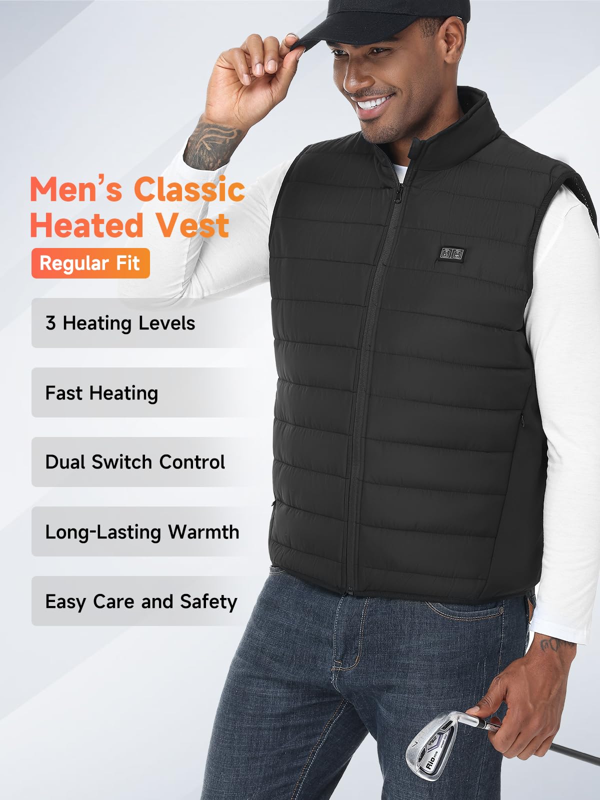 LABEWVI Heated Vest, Heated Jacket for Men and Women, Heated Jacket with 10000mAh Power Bank, Electric Heated Vest with 3 Adjustable Temperature Levels | 6 Heating Zones