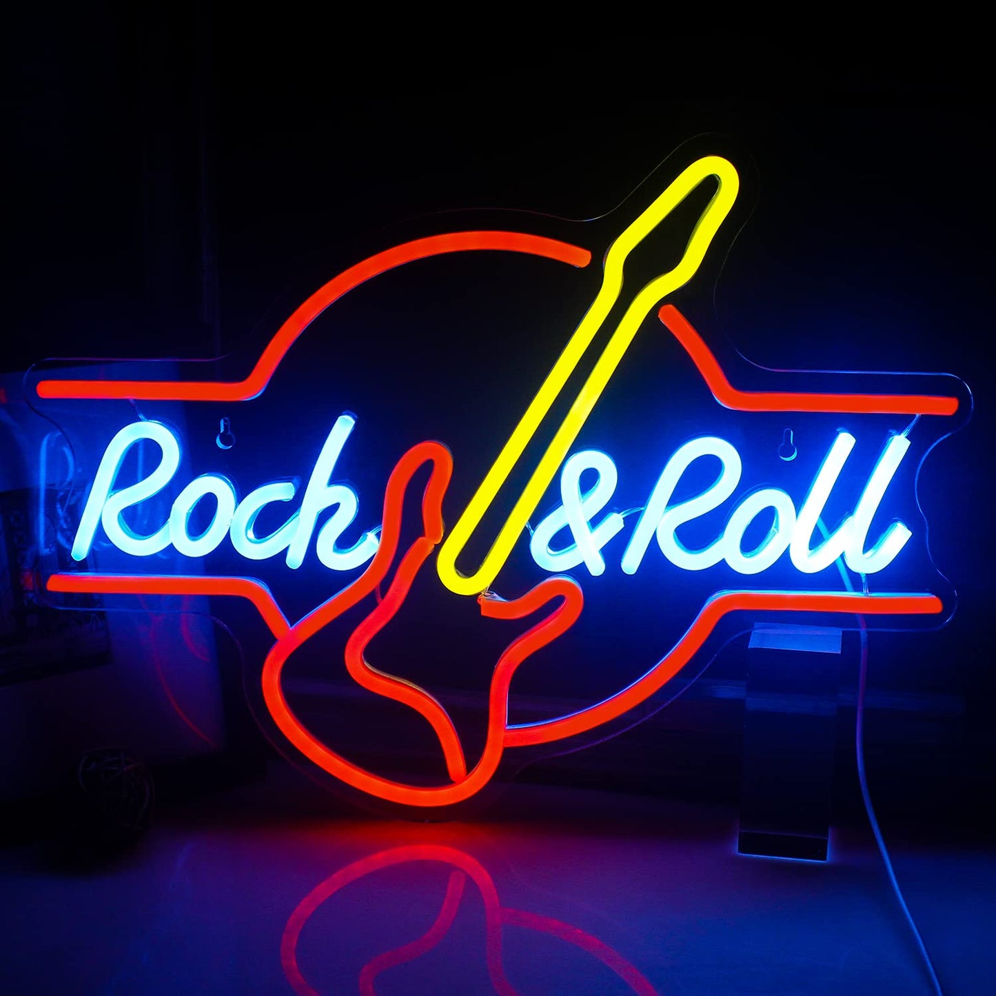 SIGNSHIP Guitar Rock&Roll Neon Sign USB Powered Neon Sign Light Letters for Wall Room Decor LED Lights for Bedroom Concert Hall Bar Club Party Wedding Decoration Birthday Gift