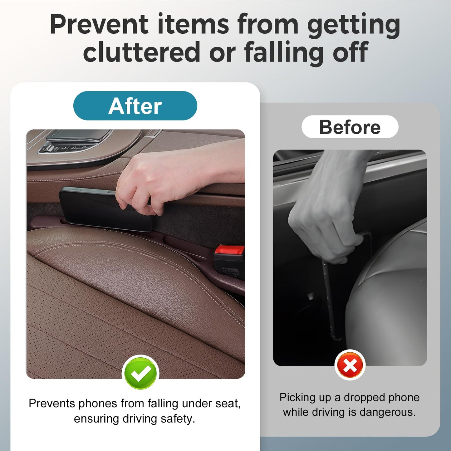 Car Seat Gap Filler, 2025 New Car Seat Storage Box, 1 Pair Universal Car Seat Gap Filler Organizer Storage Box Seat Gap Plug for Car SUV Truck (Black, 2PC)