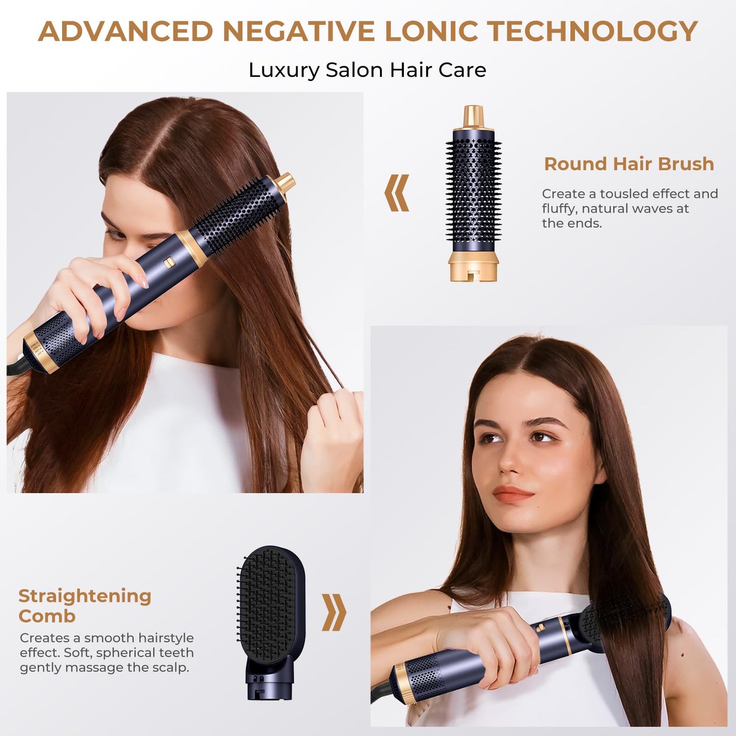 Air Styler 5 in 1 UKLISS 1000w Hair Dryer Brush, 30mm Air Curler, Detachable Hair Styler Tools for Drying, Curling, Straightening