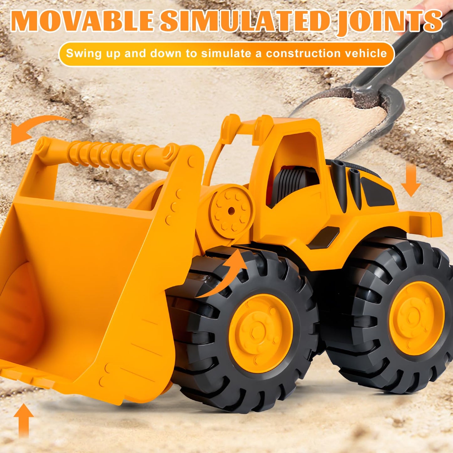 3 pieces of sand toy excavator sandbox, use dump truck excavator beach toy car, tires made of soft material, Spielstabil sand toy for 1-5 year old girl boy summer toy