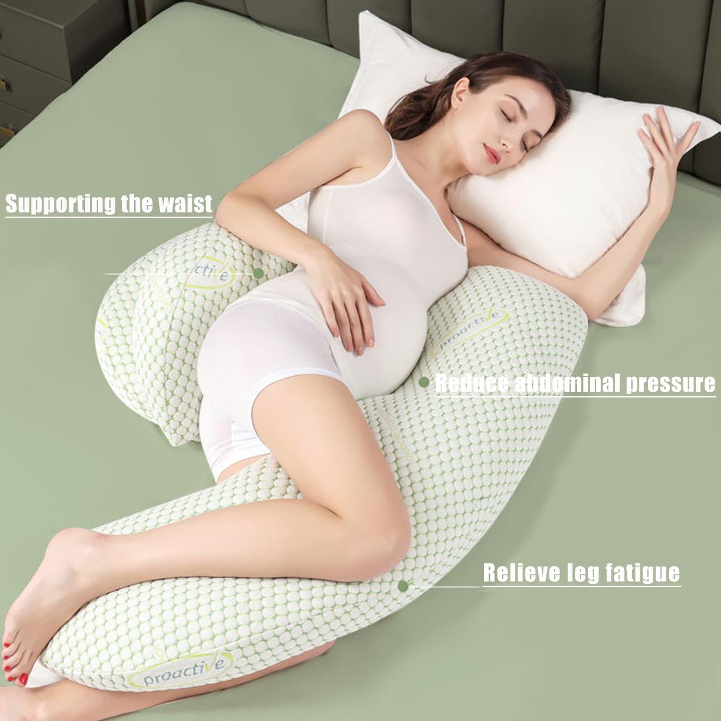 KINGGOO new pregnancy pillow for sleeping adjustable, support for back, hip, legs, belly for expectant mothers, side sleeper pillow with removable cotton cover