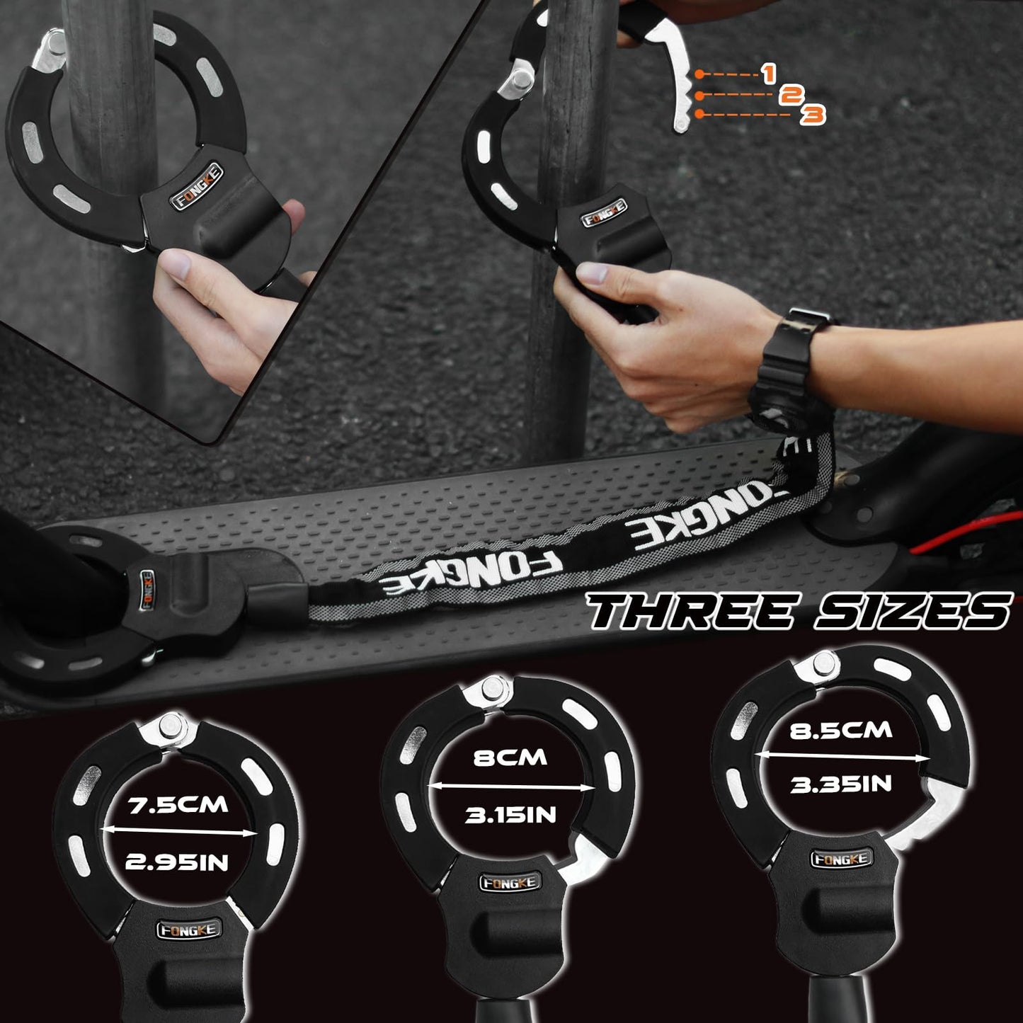 E-scooter lock, lock for e-scooter with bracket, bicycle lock theft-proof, handcuff lock, high-security locks for scooter roller/e-bike/motorcycle.