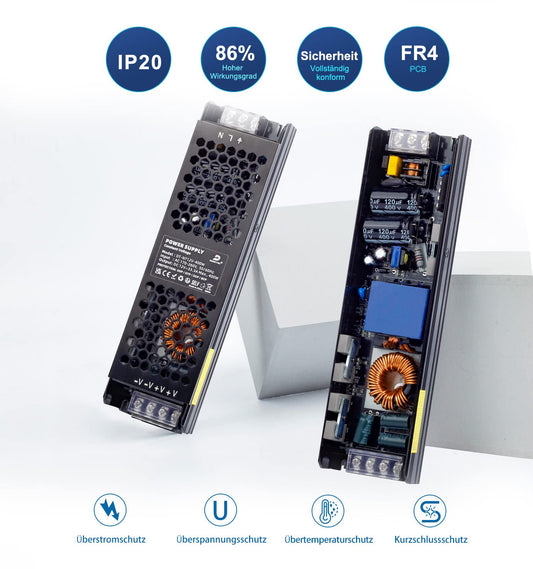 DUSKTEC LED power supply 400W 12V LED driver 33.3A, IP20 LED transformer AC 220/230V to DC 12 volts, constant voltage low voltage transformer for bulbs light strips lamps displays 3D printers