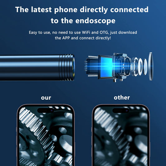 Endoscope camera with light, Colofree HD endoscope camera for phone Waterproof IP67 No WiFi No charging required Inspection camera Drain camera for Android & iOS (16.4 FT/5M)