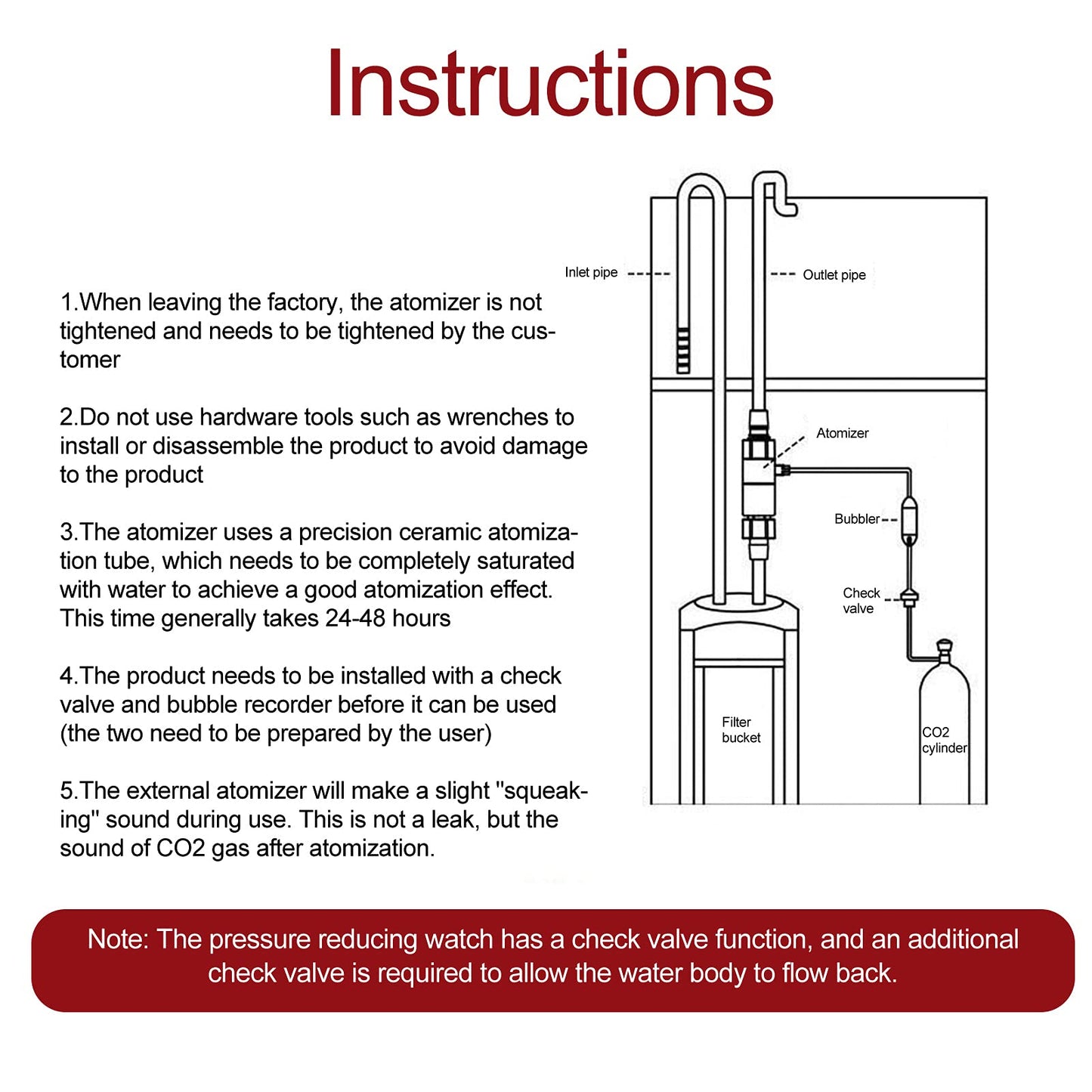 Aquarium CO2 diffuser, external CO2 diffuser container for aquarium with CO2 reactor diffuser aquarium accessory (M2 16/22 mm)