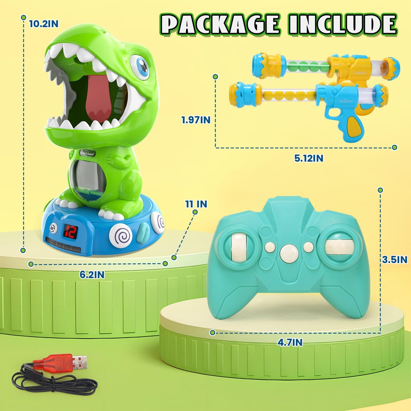 EagleStone Remote Control Dinosaur Shooting Toy for Kids, Electronic Moving Dino Shooting Game with Spay & Auto Scoring, Lights & Sounds, Party Favors, Toy for 6,7 8 Years