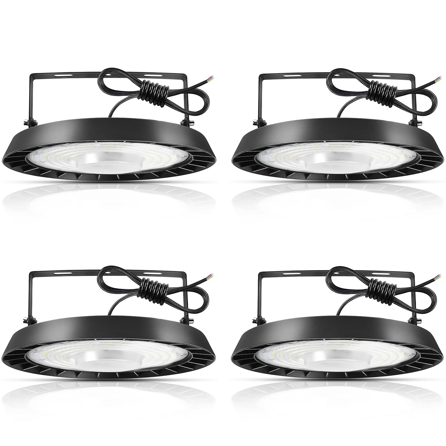 UFO LED 200W high bay light 20000LM 6500K cold white LED UFO industrial lamp IP65 waterproof high bay light for warehouse lighting, workshop lighting, factories, airports, patio, 4 pieces.