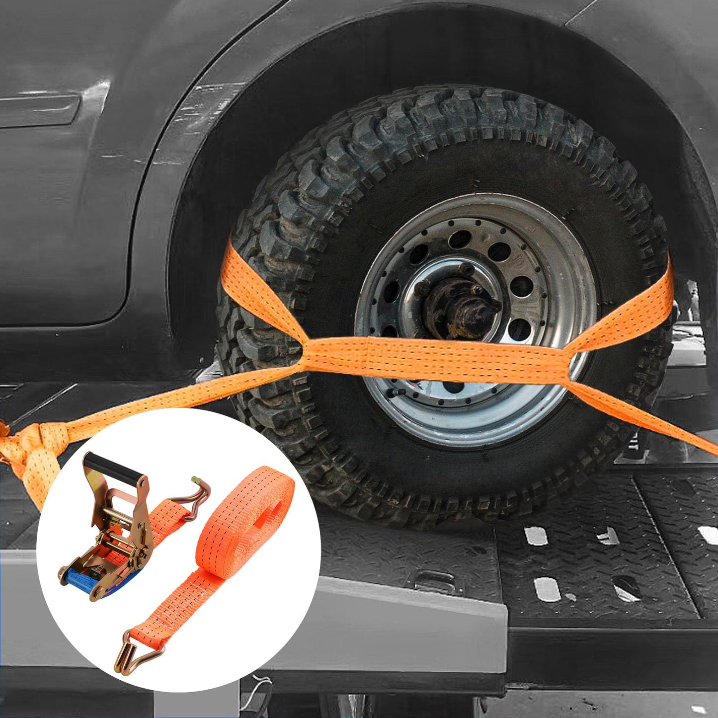 4 pieces of 2000kg 3m ratchet tie-down straps, 2 pieces, with hooks. Ratchet straps lashing EN 12195-2 35mm 2000 daN 2t for professional load securing.