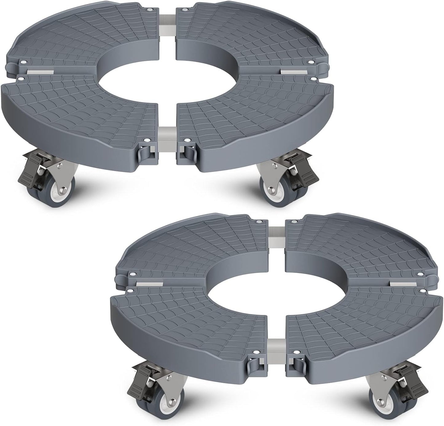 WELDUN plant roller Ø 40-54 cm, dolly 200KG load capacity, saucer flower pot with lockable casters, flower roller for outdoor indoor, 2 pack, gray