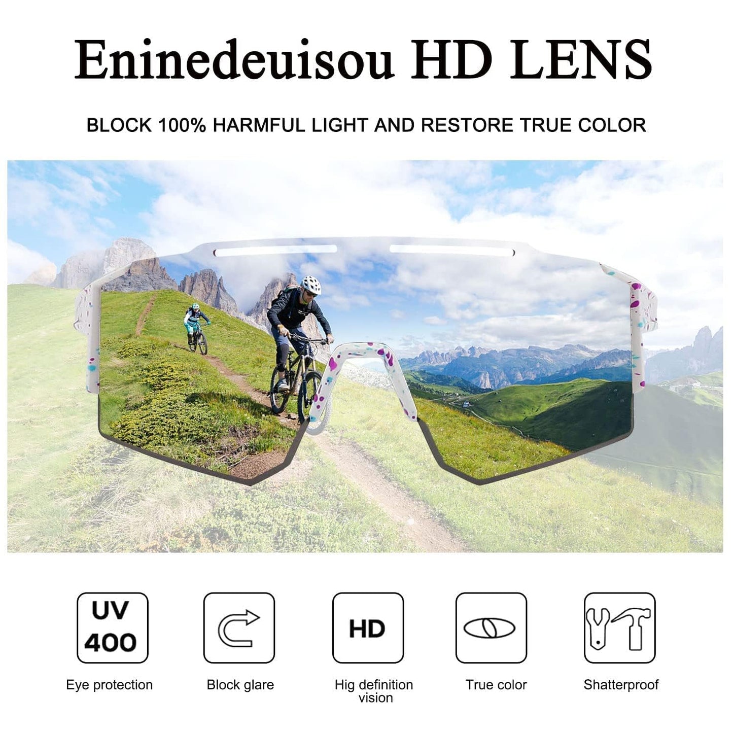 Eninedeuisou Sunglasses Bike Goggles for Men Women UV 400 Protection Protective Glasses MTB Sports Glasses for Outdoor Sports Cycling Driving Running Golf Baseball