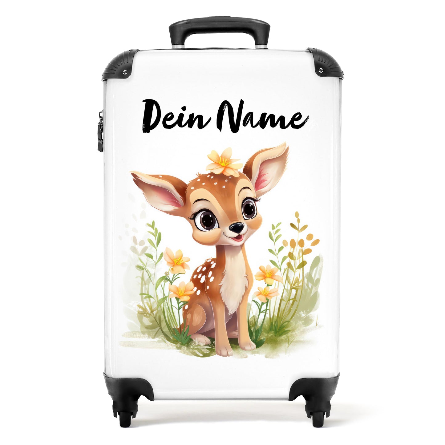NoBoringSuitcases.com® Children's Suitcase for Girls - Small Deer on White Background - Kids Suitcase Girl - Trolley - Kids Trolley Girl - 55x40x20 - Photo Suitcase - Personalized