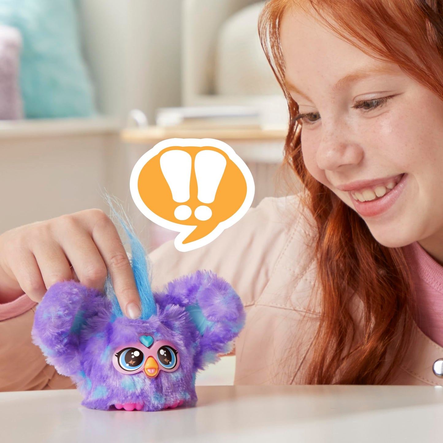 Furby Furblets Groo-Vee Mini, electronic music & phrases in Furbish (over 45 sounds), pastel-colored plush toy, for kids ages 6+, original stocking stuffer, Purple