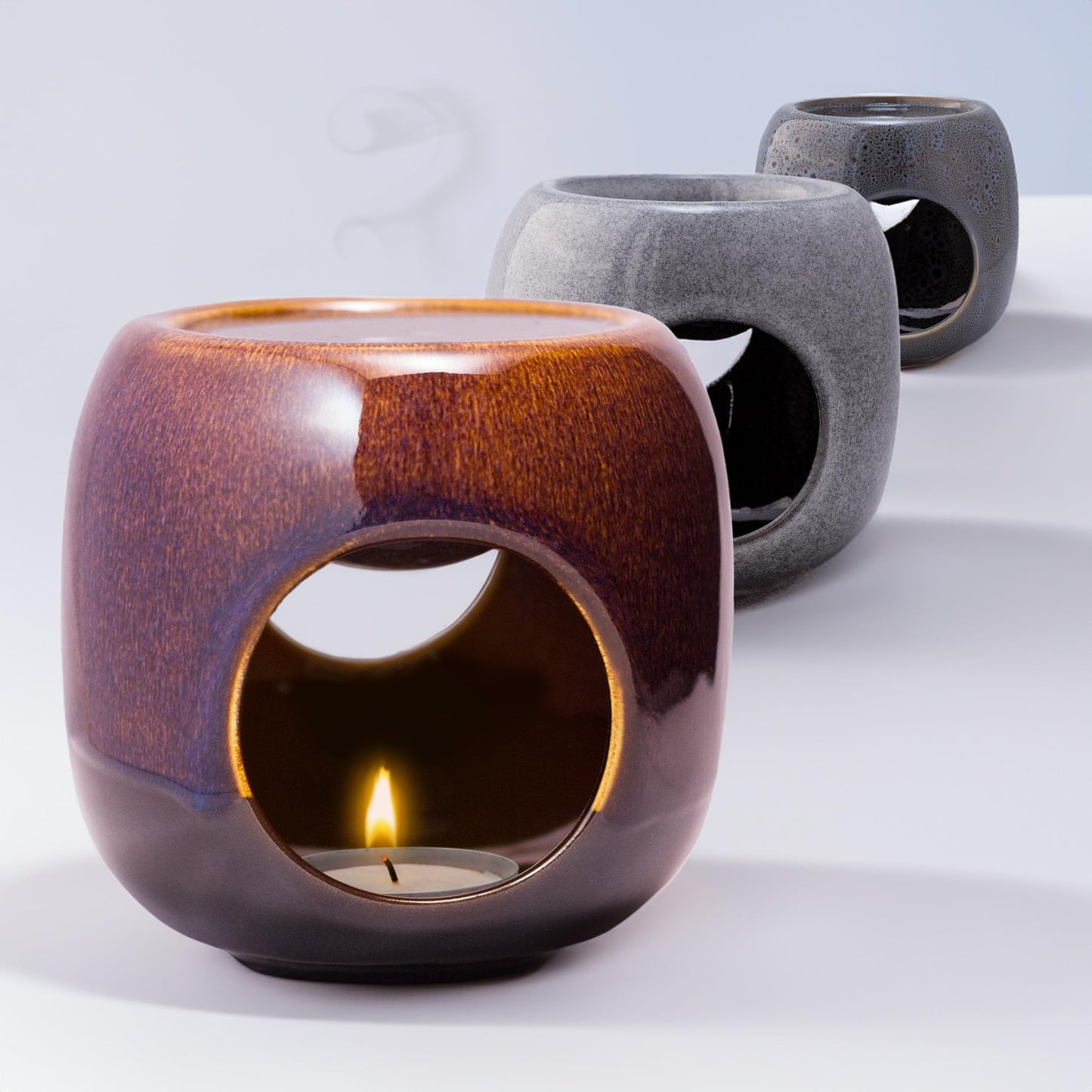 Kaloogo Sabai Scent Pure Ceramic Aromatherapy Diffuser - minimalist design - perfect heat distribution - high-quality tealight diffuser - for wax melts and essential oils (Underwater Effect)