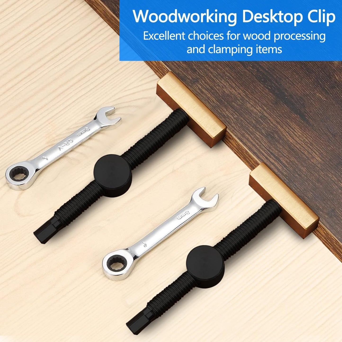 2 pieces workbench vice accessory clamp, 4 pieces positioning clamping elements vice, workbench hold-down 20mm hole for woodworking, desk clip, quick fixed clamp (black)
