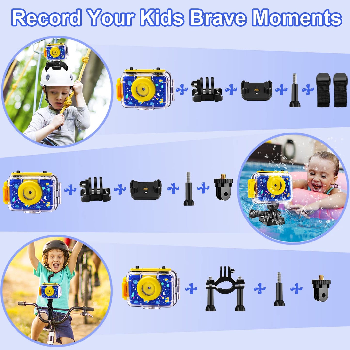 GKTZ Kids Camera waterproof, underwater camera - camera for kids with 32GB SD, 1080P digital camera toy for ages 3-12 (Dark Blue)